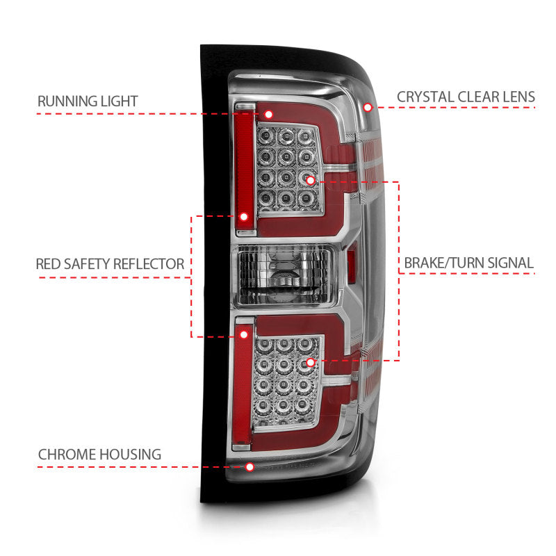 ANZO 2014-2018 Chevy Silverado 1500 LED Taillights Chrome