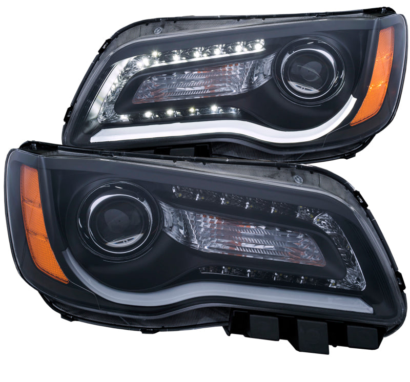ANZO 2011-2014 Chrysler 300 Projector Headlights w/ Plank Style Design Black