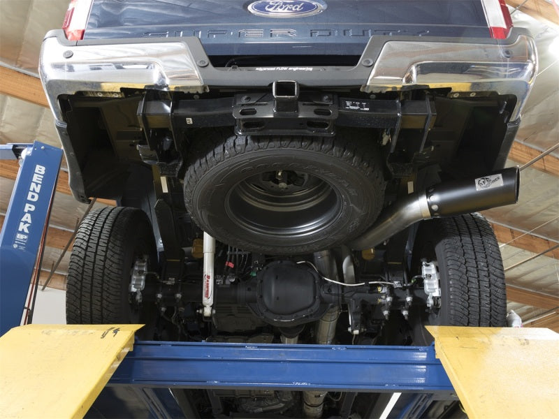 aFe Large Bore-HD 5in DPF Back 409 SS Exhaust System w/Black Tip 2017 Ford Diesel Trucks V8 6.7L(td)