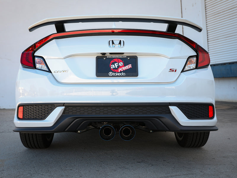 aFe Takeda 2.5in 304SS Cat-Back Exhaust System 17-20 Honda Civic SI Coupe L4-1.5L (t) - BL Flame Tip